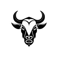 Bull head vector illustration black and white | Silhouette of a bull head