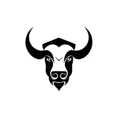 bull skull isolated on white canvas | Silhouette of a bull head vector illustration