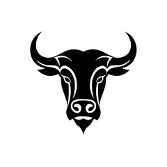 Bull head vector illustration black and white | Silhouette of a bull head