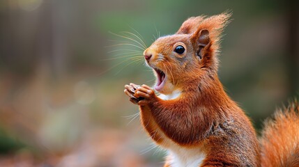Squirrel using a megaphone to make a public announcement in a unique and attention grabbing way
