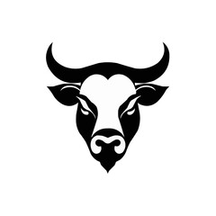 Furious bull head isolated on white canvas | Vector illustration a bull head