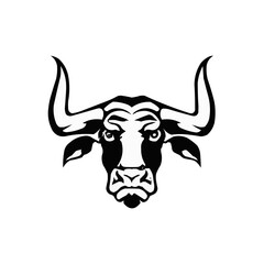 Bull with long horns vector illustration | Silhouette of a bull svg black