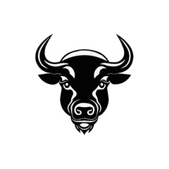 bull with horns Vector illustration | Silhouette of a bull head svg black