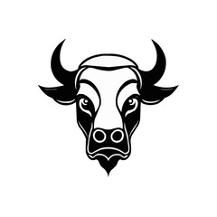 Bull head vector illustration black and white | Silhouette of a bull svg 