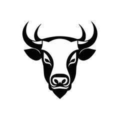 Bull with with horns vector illustration | Silhouette of a bull head