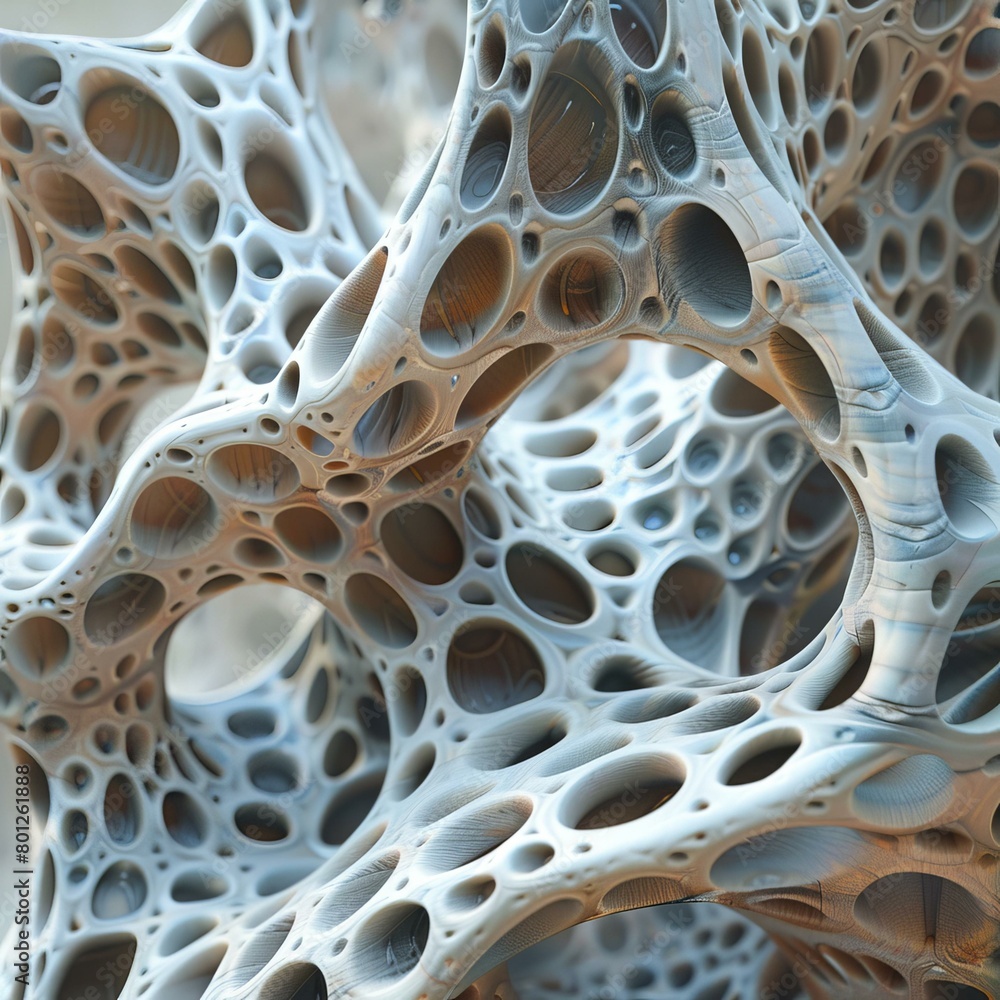 Fototapete a 3d rendering of an organic structure with a porous surface