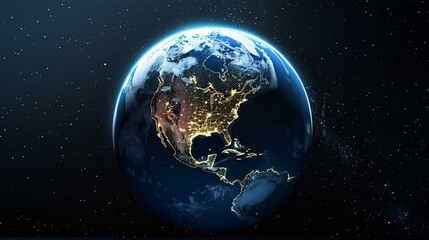 Fototapeta premium Earth from space showing North and South America