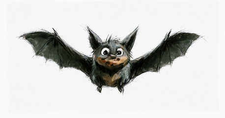 illustrazione di pipistrello in volo con ali distese su sfondo bianco
