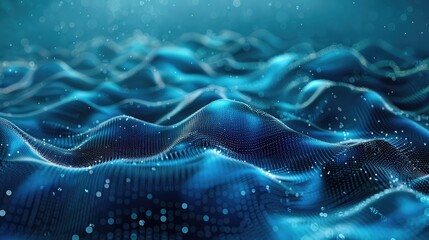 abstract blue background with glowing particles,Dynamic Digital Landscape with Abstract Blue Particle Waves,Futuristic wave ,Network connection structure in cyberspace