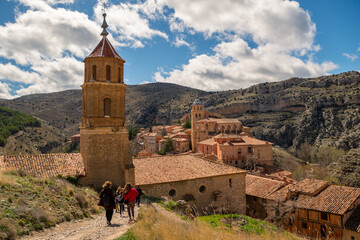 People visiting the historic town of Albarracin