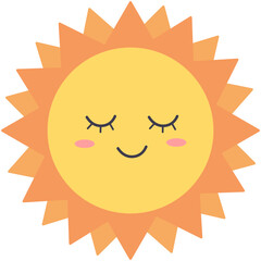 Adorable sun icon illustration isolated on white background.