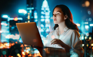businesswoman working on laptop