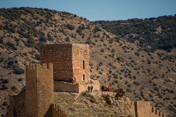 People on the medieval wall of Albarracín