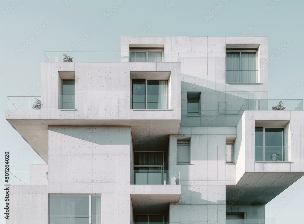 Canvas Prints Modern concrete architecture with geometric shapes and large windows