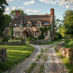 Fototapeta na wymiar A charming stone cottage in the countryside