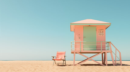 Life Guard House on a Clean Pastel