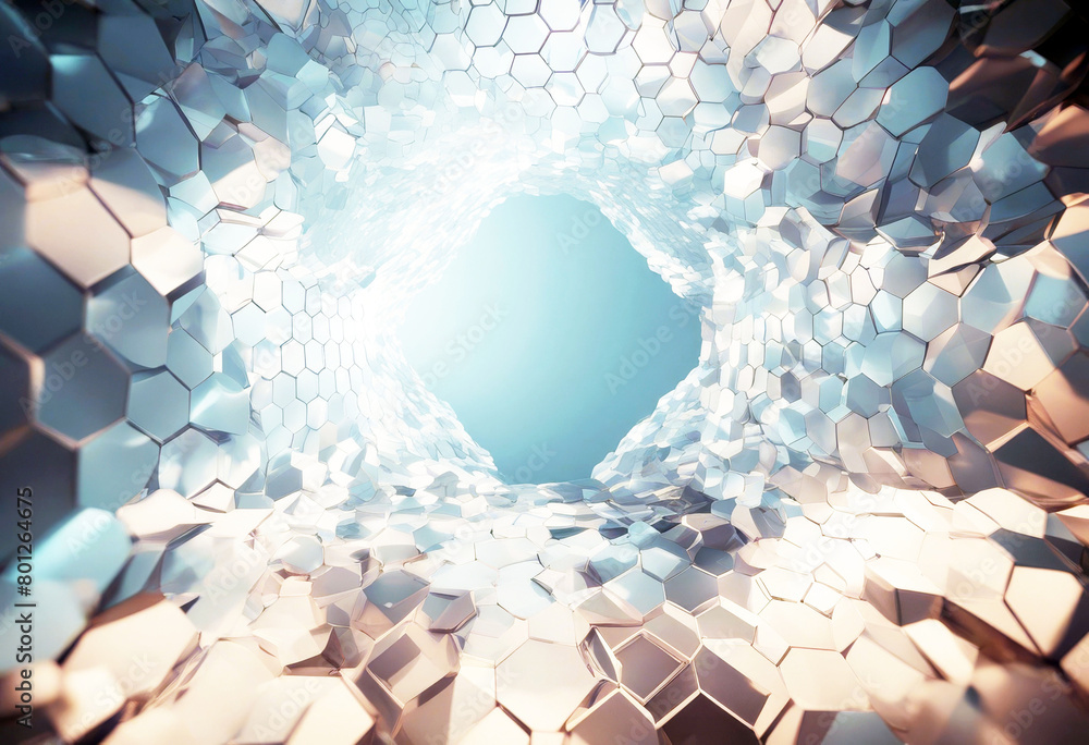 Poster 'illustration hexagonal background gital geometric abstraction lines dots abstract design network ch