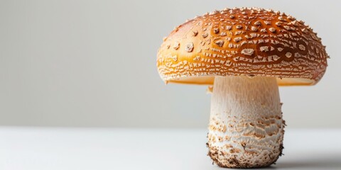 close up photo of a single inedible Amanita muscaria mushroom