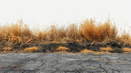 Close-up of dry grass field and cracked earth