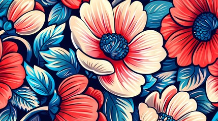 pottery style flowers illustration poster background