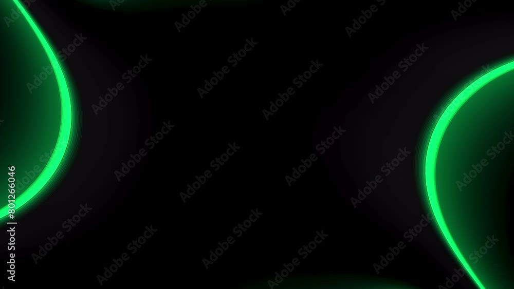 Wall mural glowing green wave flowing on black background. loop able modern simple 2d backdrop animation