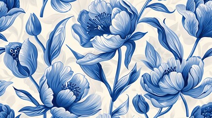 pottery style flowers illustration poster background