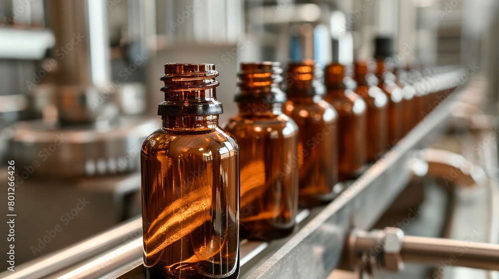 Poster efficient cosmetic bottling line in a standard factory for streamlined production process