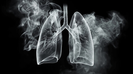 Smoke damage the lung as result of smoking cigarettes x-ray