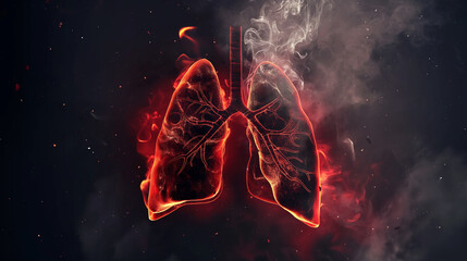 Lung burning as smoke fire result of smoking cigarettes damage your lung