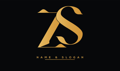 ZS, SZ Z, S Abstract Letters Logo Monogram