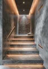 Marble staircase with light strip