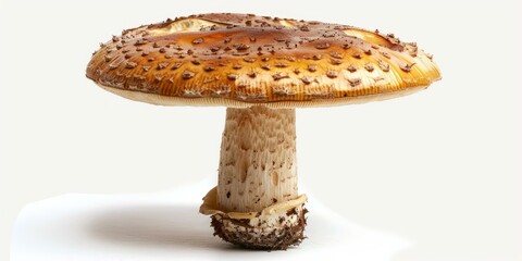 Close-up photo of a large brown mushroom