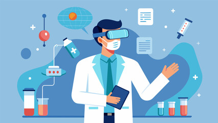 A virtual reality simulation program that allows doctors to practice administering different doses of ketamine in a controlled environment improving. - obrazy, fototapety, plakaty