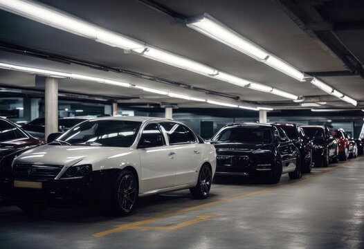 'garage parking shot car interior story cars multi underground park urban transportation city vehicle automobile business transport light concrete'