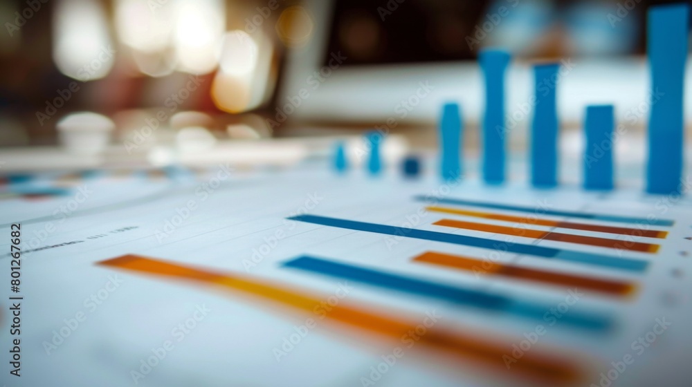 Poster A close-up of a bar graph printed on paper, showcasing statistical data for research or presentation purposes.
