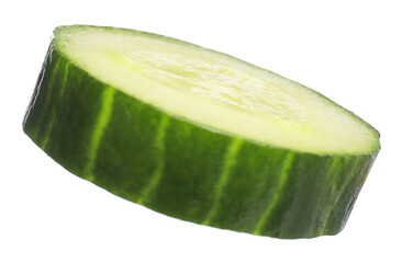 Slice of fresh cucumber isolated on white