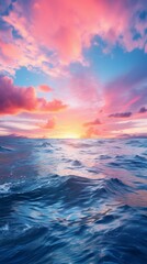 Fototapeta premium Beautiful sunset over a vast ocean with gentle waves