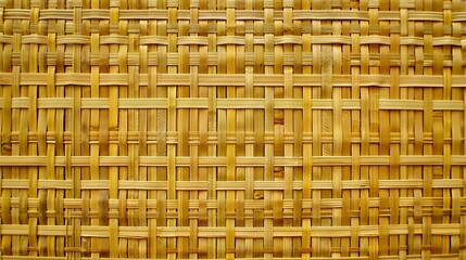 Texture pattern of bamboo, intricately woven together to create a durable and flexible material, captured up close to emphasize its distinctive texture and structural integrity.