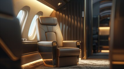 VIP luxury travelling business cabin chair in airplane charter business jet flight clients