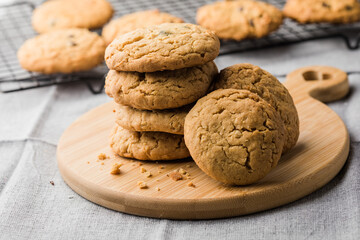 Overhead of peanut butter cookies