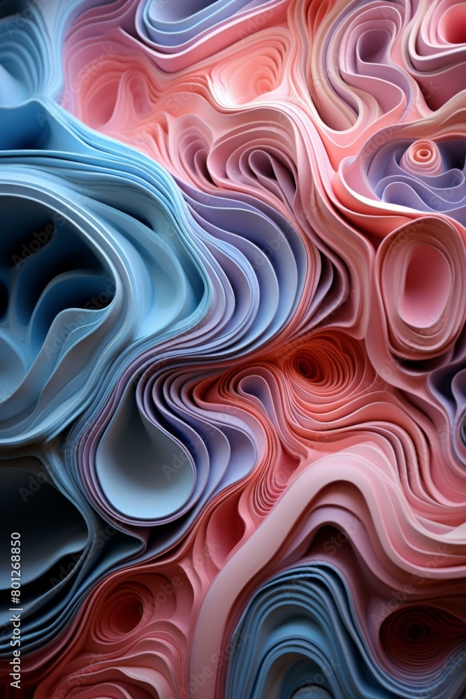 Aufkleber colorful 3d rendering of a wavy surface with smooth lines and vibrant colors