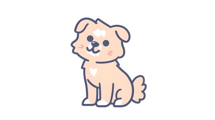Soft and Fluffy Minimalist Puppy Doodle with Pastel Hues