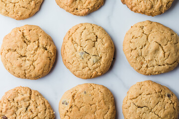 Overhead of peanut butter cookies