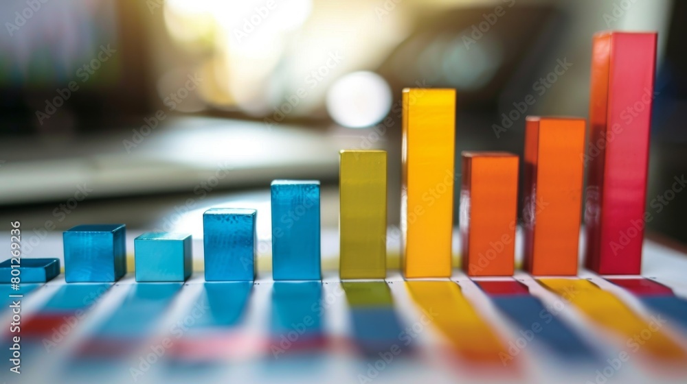 Poster a colorful bar chart depicting market trends and performance, essential for informed decision-making