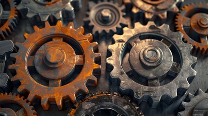 Transformation of Rusty Gears to Shiny Machinery Depicting Business Efficiency