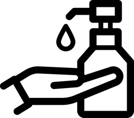 ポンプ容器と手のアイコン