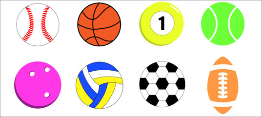 Set of Various Sports Ball