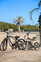 Fototapeta na wymiar 自転車、サイクリング、ポタリング、青空の海岸沿いの公園