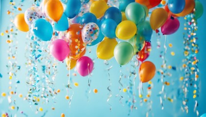 'confetti background Collection balloons brightly colored suspended peaceful blue colours glossy surprise invitation realistic balloon carnival anniversary festival flying wedding joy enterta'