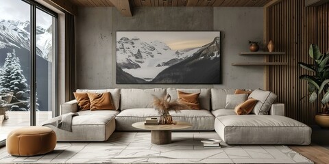 Modern mountain home living room interior design